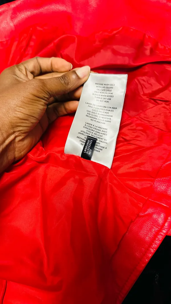 LEVI’s STRAUSS & CO Red Faux Leather Bomber Jacket - Image 16