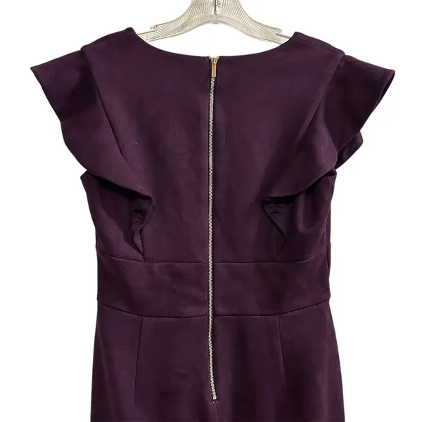 DKNY Women's Purple‎ V-Neck Ruffled Cap-Sleeve Sheath Dress Size 4 - Image 10