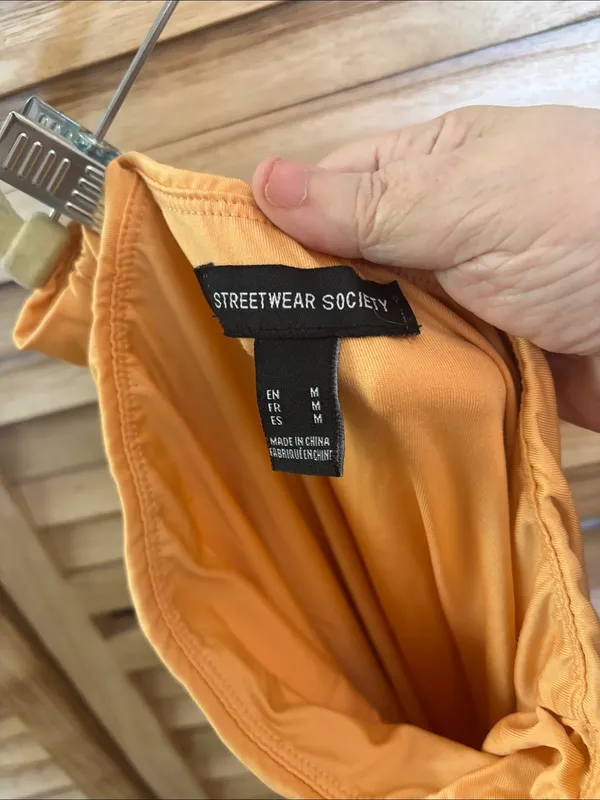 Streetwear Society Tangerine Ruched strapless top Medium - Image 3