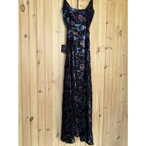 NWT Lulus Pretty Companion Black Floral Velvet Burnout Maxi Dress Holiday Sz XS - Image 6