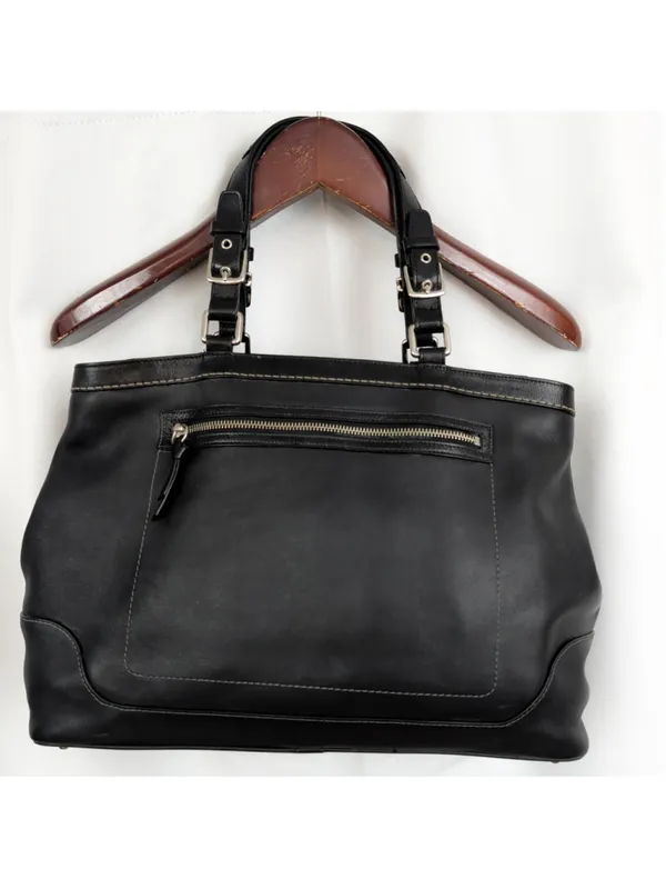 Coach 5138 Black Leather Large Tote Purse - Image 4