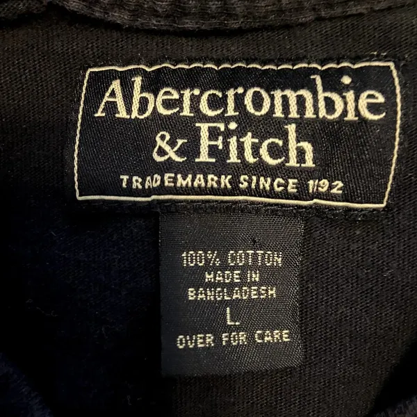 Abercrombie & Fitch Varsity Sweatshirt 100% Cotton Crew Neck Embroidered Navy L - Image 3