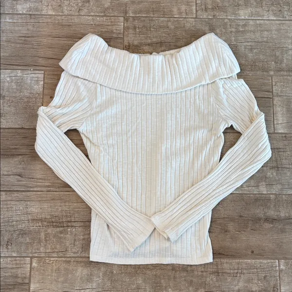 Michael Stars Off-Shoulder Ribbed Sweater - Cream - Image 3
