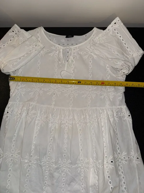 CAL STYLE White‎ Eyelet Embroidered Tiered Mini Dress - Image 6