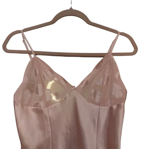 Frederick’s of‎ Hollywood Mini Satin Dress Baby Pink Hearts Print Vintage Small - Image 15