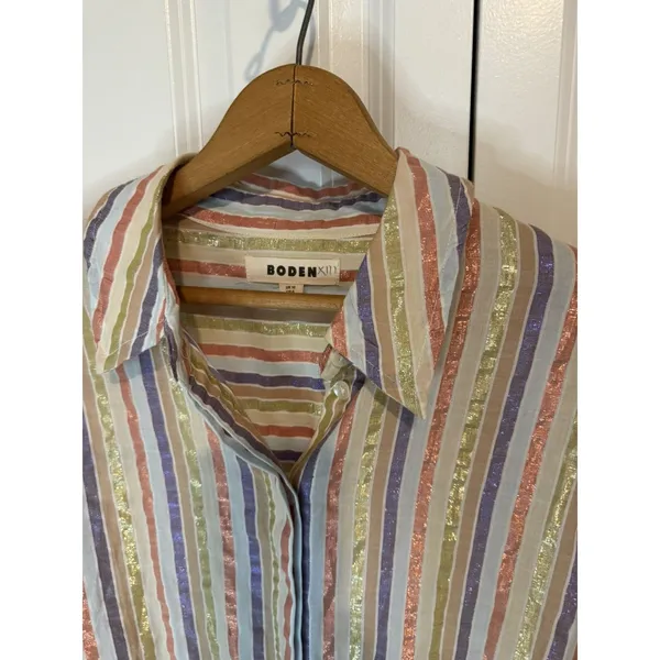 Boden Multicolored Shimmer Long Sleeve Button Up Top size 10 - Image 2