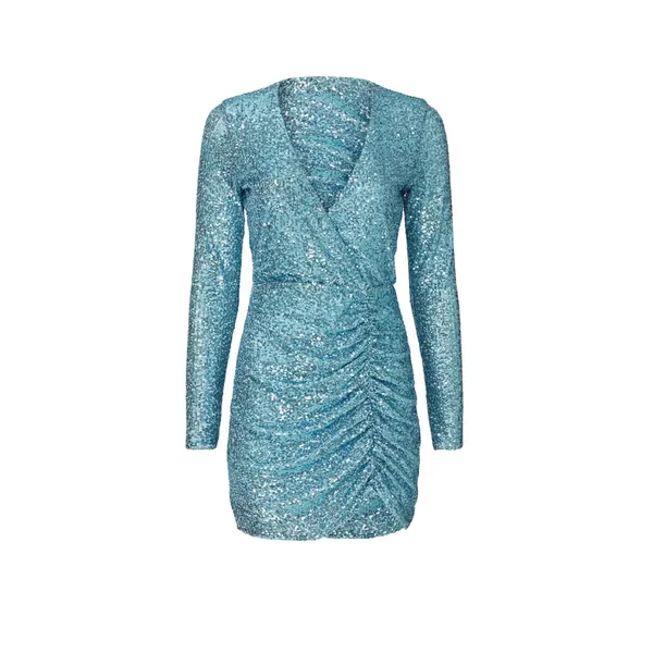 Show Me Your MuMu Party Hop Blue Sequined Long Sleeve Ruched Mini Dress Size M - Image 9