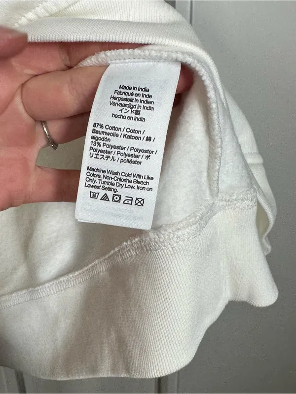 Madewell Crewneck Oversized Fleece‎ Lined Varsity Sweatshirt Blue Size Large NWT - Image 6
