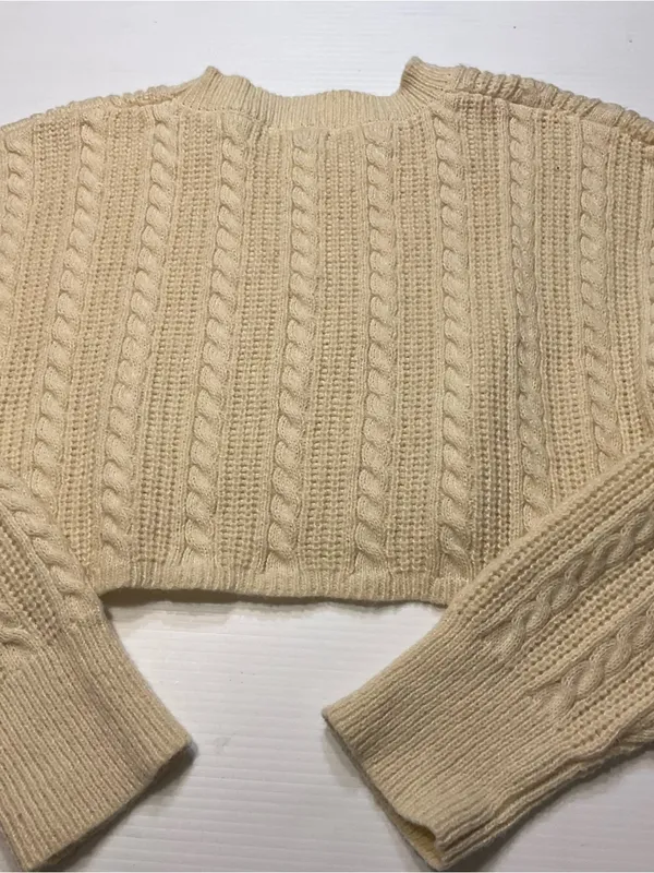 Bailey Rose Sweater Women Sz S Ivory Cable Knit Cropped Chunky Apres Ski - Image 7