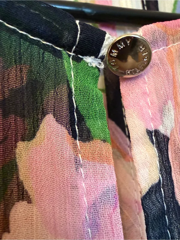 Tommy Hilfiger Floral High-Low Chiffon Maxi Dress - Pink & Green size 8 - Image 4