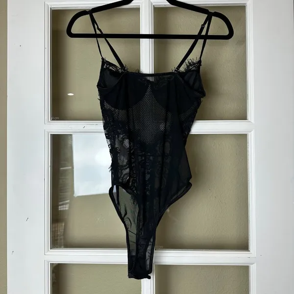 Unbranded Black Lace & Mesh Teddy Bodysuit with Underwire Size Small - Image 6