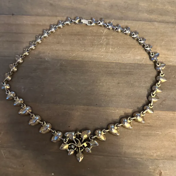 Vintage Rhinestone Statement Necklace Gold - Image 5