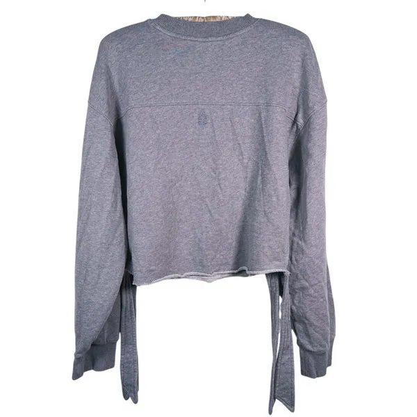 Free People Movement Odette Side Tie Sweatshirt Size M Gray Lounge Barre Raw Hem - Image 3
