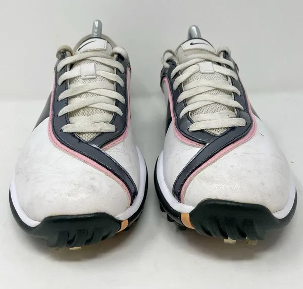 Nike White Pink Silver Leather Golf Shoes Womens Size 6 *READ* - Image 5