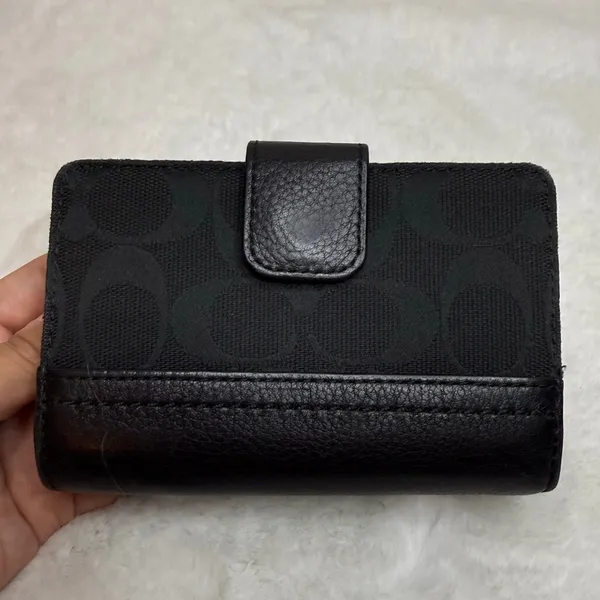 COACH Black Signature Canvas Wallet - Image 2