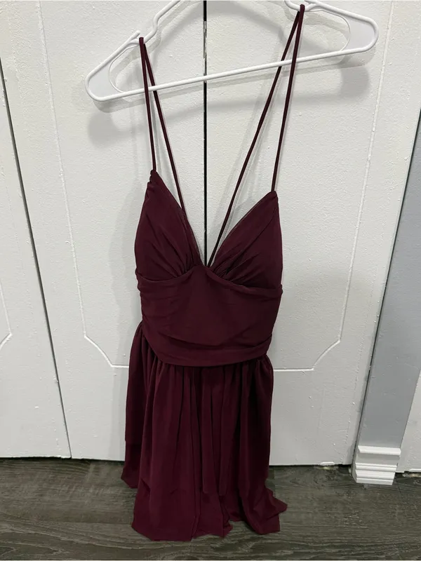 NWOT Halara Red Lace Up Mesh Layered Mini Dress - Image 5