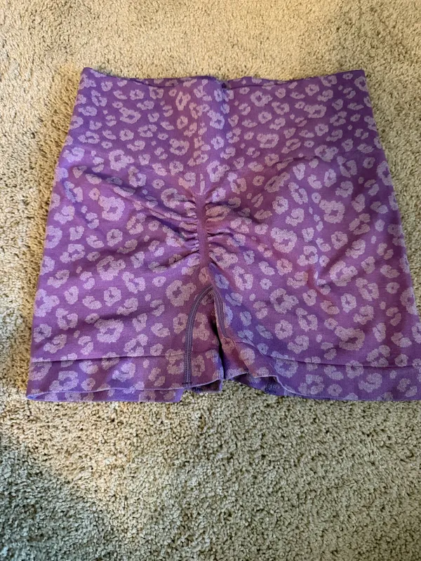 Purple cheetah workout short - Image 2