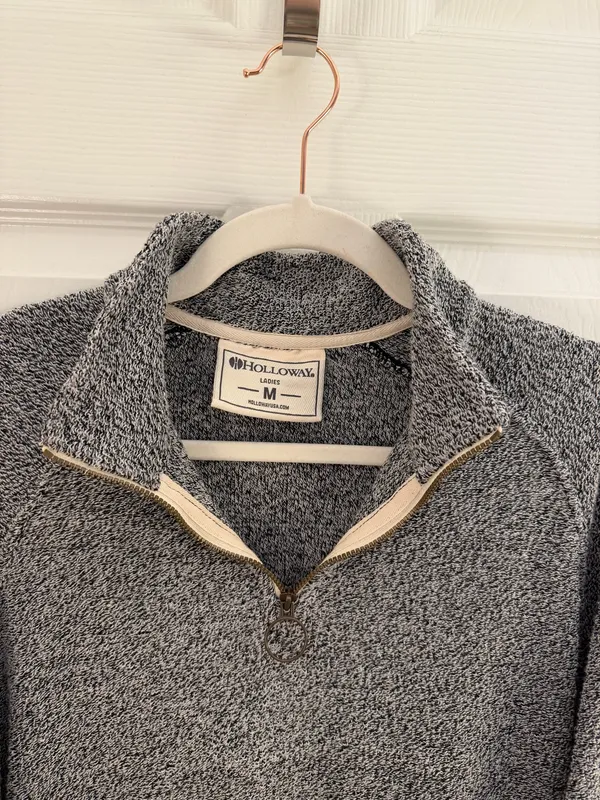 Holloway Gray Cuddly Quarter Zip Mock Neck Pullover Sweater Medium - Image 3