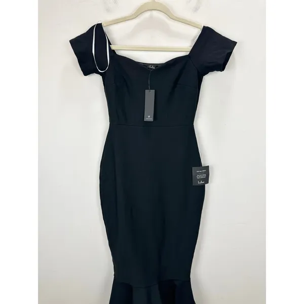Lulus How Much I Care Midnight Blue Off-the-Shoulder Midi Dress Cocktail XS NWT - Image 6