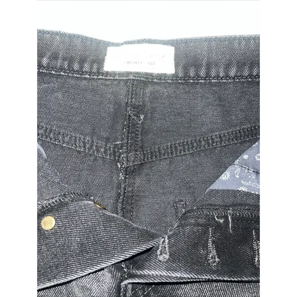 Free People We The Free Size 26 Short Denim Skirt Black‎ Distressed Boho - Image 5