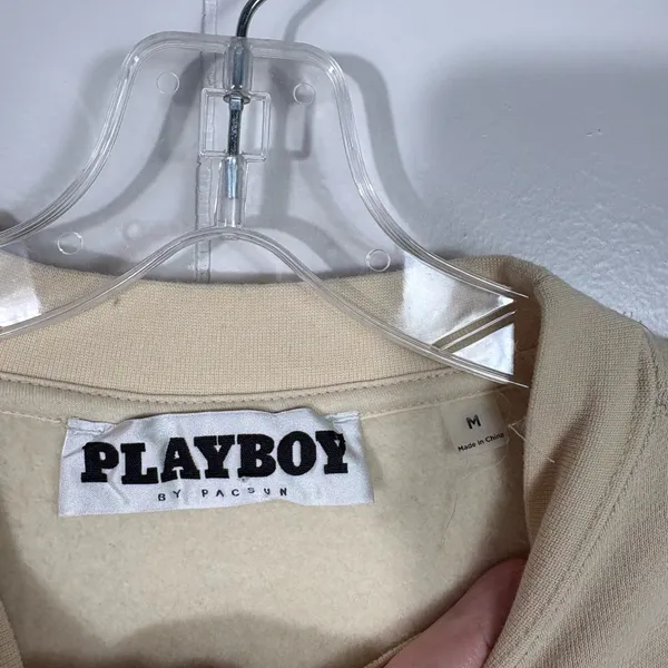 Playboy x Pacsun Butter Yellow Neutral Bunny Logo Oversized Crewneck Sweatshirt - Image 4