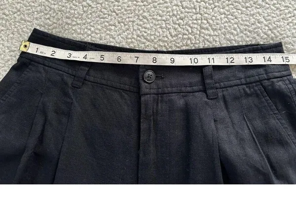 Madewell Womens Wide Leg Linen Blend Cargo Pants in True Black Size 6 - Image 9