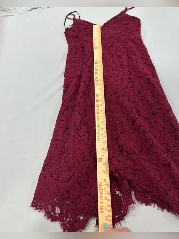 Lulu's One Wish Burgundy Lace Midi Dress‎ Medium - Image 8