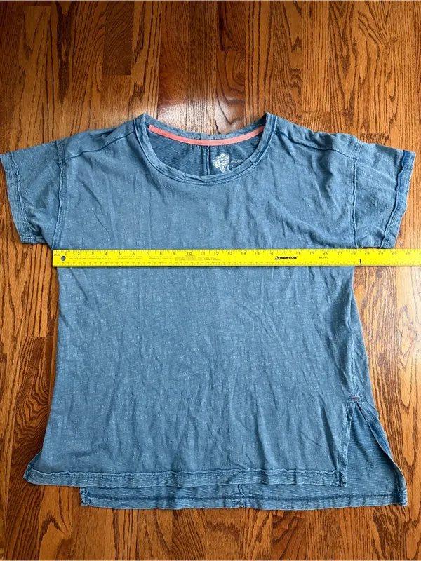 Pilcro Anthropologie Jordyn Oversized Cotton Slub Tee Faded Blue/Indigo Wash M - Image 12