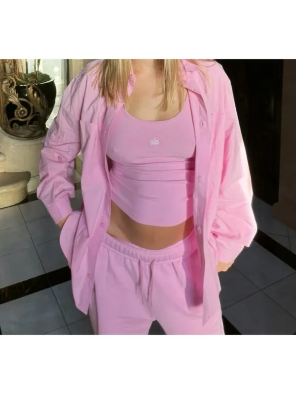 Alo Accolade Straight Leg Sweatpants Candy Heart Pink High-Rise Waist Joggers S - Image 7