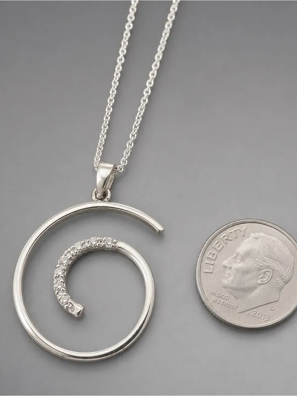 Sterling Silver Modern Swirl Pendant Chain Link Necklace - Image 2