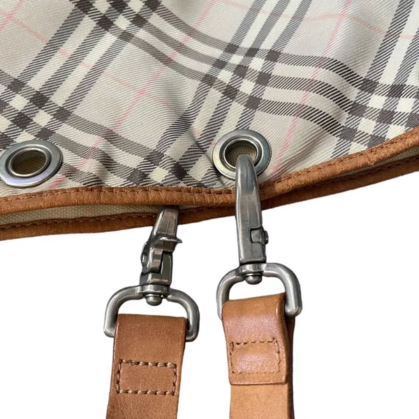 Burberry Blue Label Check Leather Trim Bucket Tote - Image 10