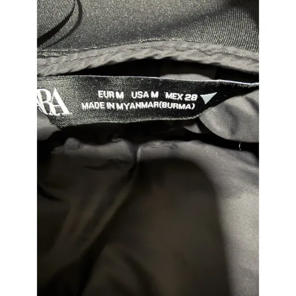 ZARA‎ Cropped Puffer Hooded Lightweight Jacket Black Women's Size Medium - Image 11