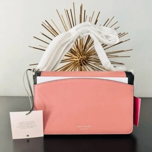 Kate Spade Gentle Panda Crossbody Leather Wallet‎ Bag, Pink/Black, NWT - Image 9