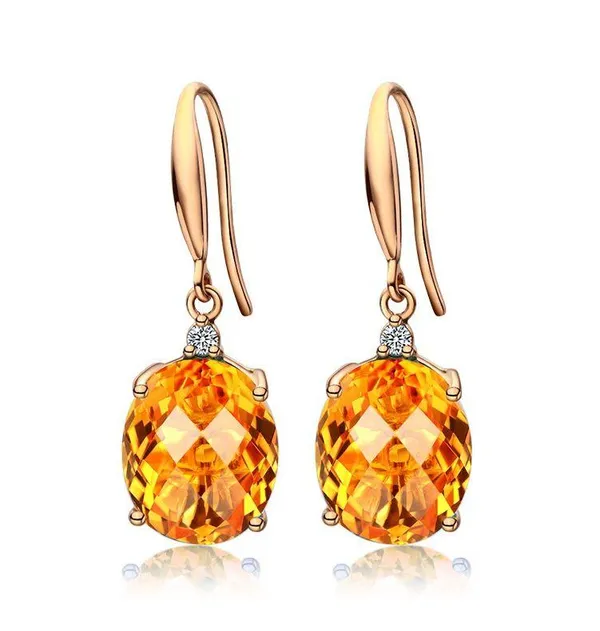 18K Gold Plated Yellow GemStone Citrine Dangle Drop Earrings for Women - Image 4