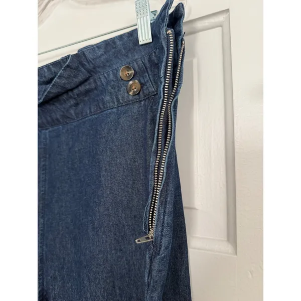 Who What Wear Womens 16 Dark Wash Denim High Rise Wide Leg Crop Pants NWT - Image 9