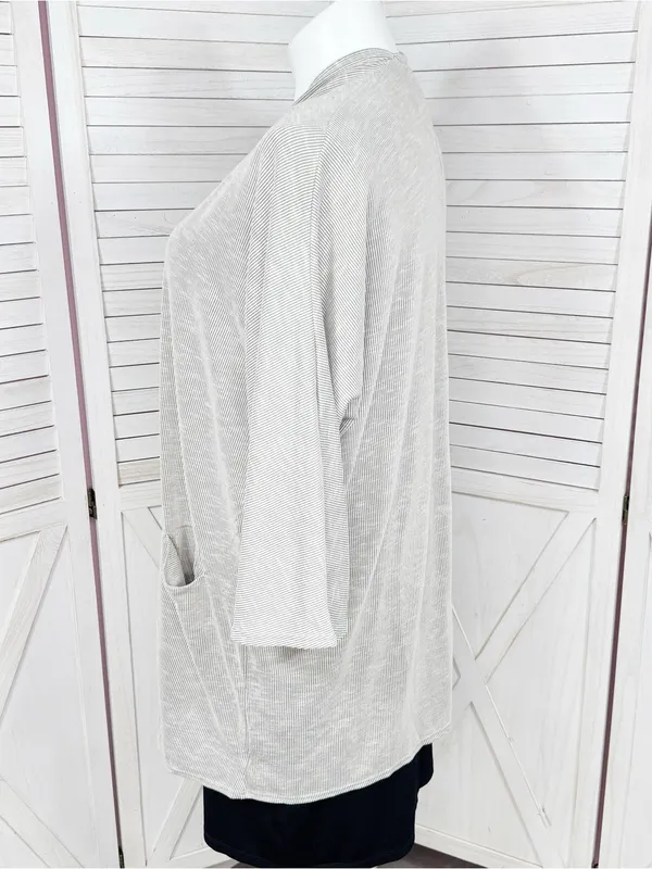 Donni Anthropologie Ribbed Knit Draped Kimono Cardigan Grey One Size Lagenlook - Image 2