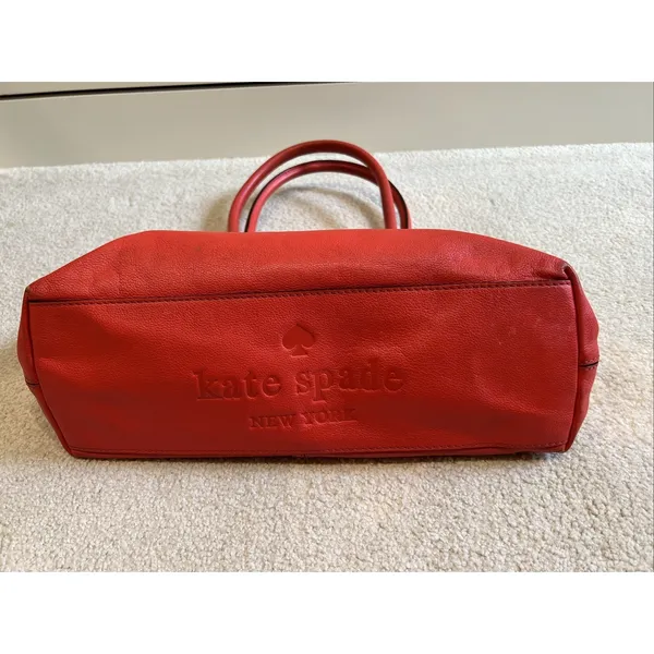 Kate Spade Elena‎ Villabella Orange Red Shoulder Bag Leather Handbag Bow Satchel - Image 7