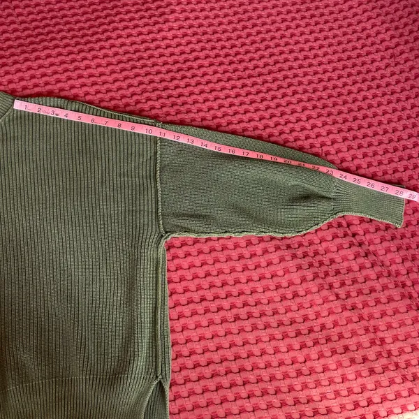 Aerie Women’s S Olive Green Ribbed Oversized Crewneck Sweater Drop Shoulder - Image 7