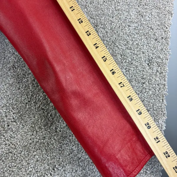 EVAN‎ DAVIES Red Leather Jacket Womens 12 Zip Up Collared Blazer Style Retro VTG - Image 10
