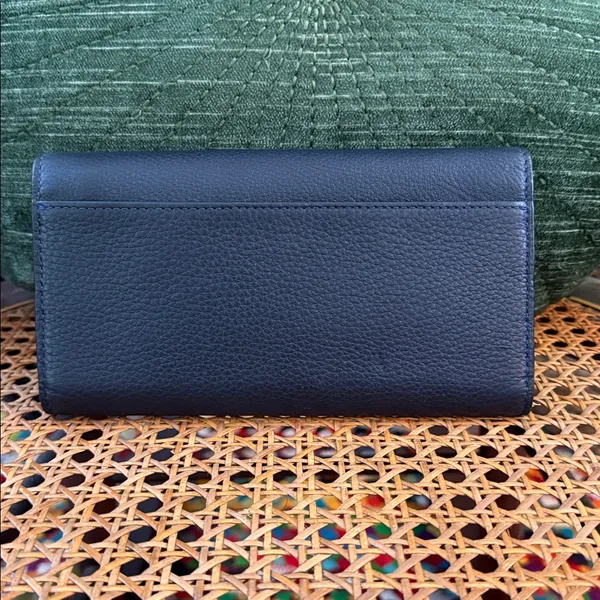 Coach Mid-Y2K Blue Pebbled Leather ID Strap Clutch Wallet - Image 5