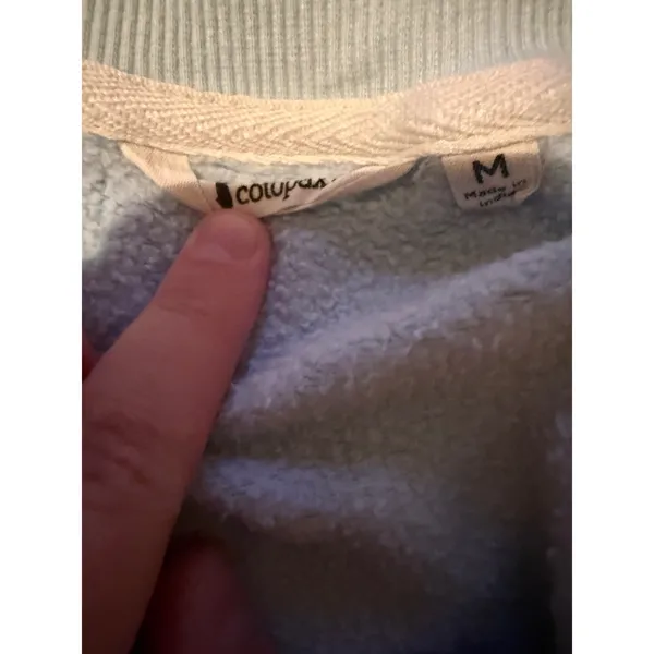 Cotopaxi Retro Stripe‎ Logo Crewneck Sweatshirt Medium Blue Organic Cotton - Image 3