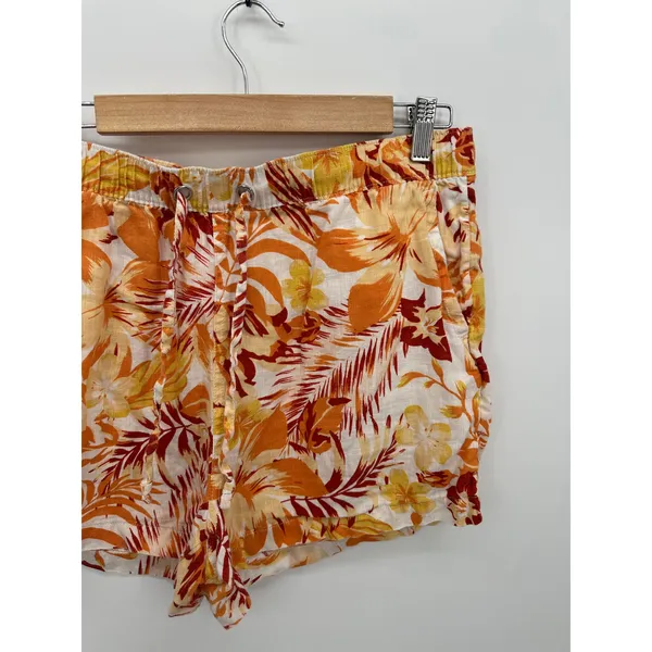 C&C California Womens Orange Tropical Linen Shorts Size L‎ Beach Vaca Summer - Image 3
