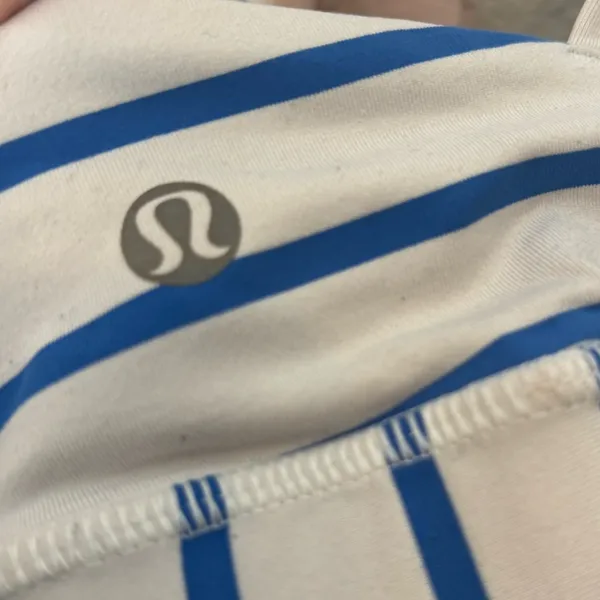 Lululemon Striped Blue and White Crisscross Sports Bra - Image 3