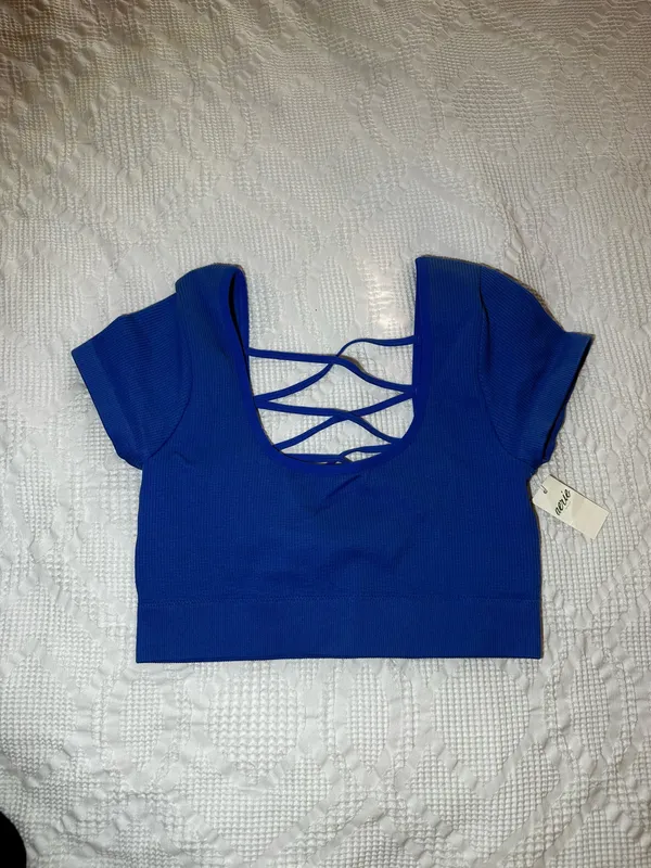 Aerie Seamless Cap Sleeve Bralette Top - Electric Blue - Image 2