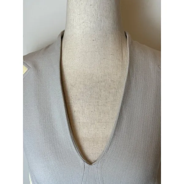 Helmut Lang Dress Women‎ 10 Gray Cream Blistered Leather Panel Sheath Mini - Image 9