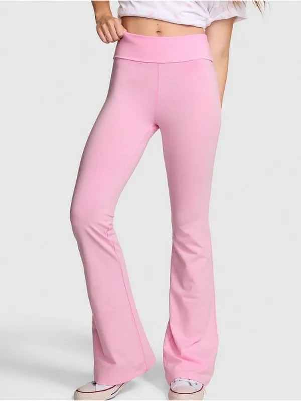 🎀🍭PINK x LoveShackFancy Foldover Flare Leggings Pink Lollipop Coquette Girl XL - Image 6