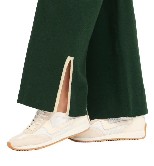 Wide Leg Knit Pants in Forest Green - Image 4