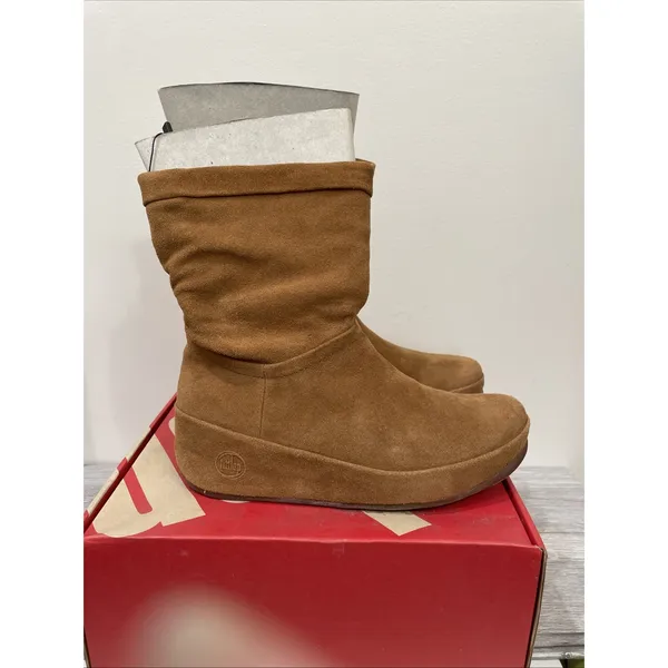 Fit flop crush boot brown sugar Suede women's 7M Wobble‎ Board NIB - Image 2