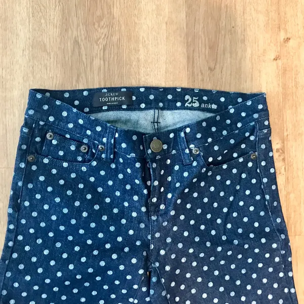 J Crew Toothpick Ankle Skinny Polka Dot Jeans Sz 25 - Image 6