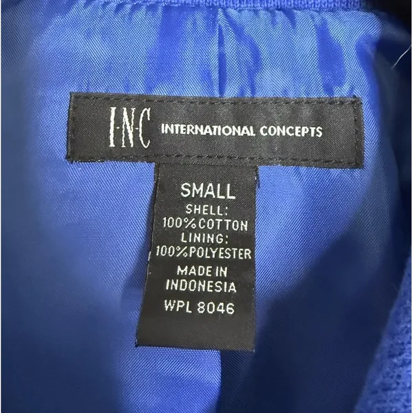 INC Womens Small Trench Coat Blue Puff Shoulder Ruffle Hem Double Breasted Chic - Image 3